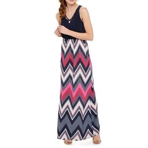 Pink and blue maxi dress